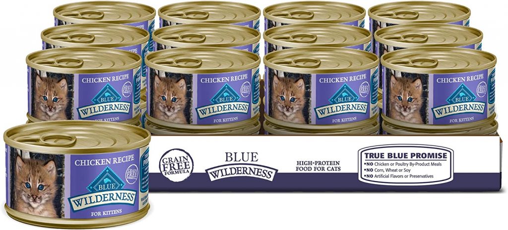 Blue Buffalo Wilderness Kitten Wet Food contains no grain thus easy digestion. The food is packed with meat that kittens love the most. The food is mainly to feed your kitten and acquire the wilder side.