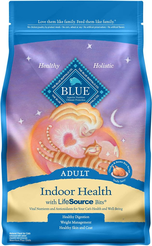 Blue Buffalo Indoor Health Natural Adult Dry Cat Food is designed for cats who live inside and need a high-quality diet that meets their unique needs.