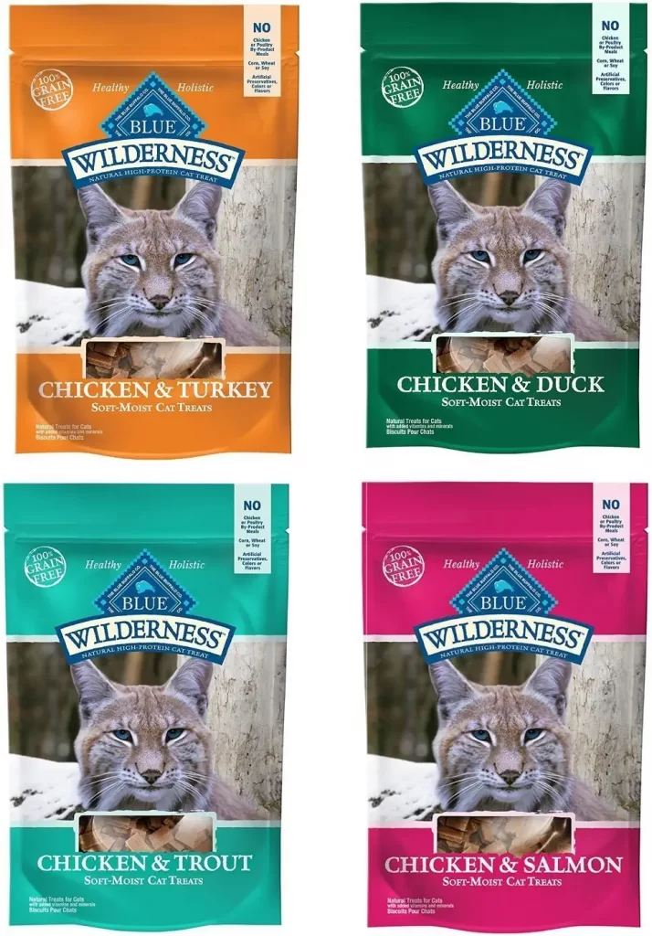 Blue Buffalo Wilderness Soft-Moist Grain Free does not add any poultry by-product meals. These low calorie cat treats have no grains and have a delicious crunch that cats will adore. 