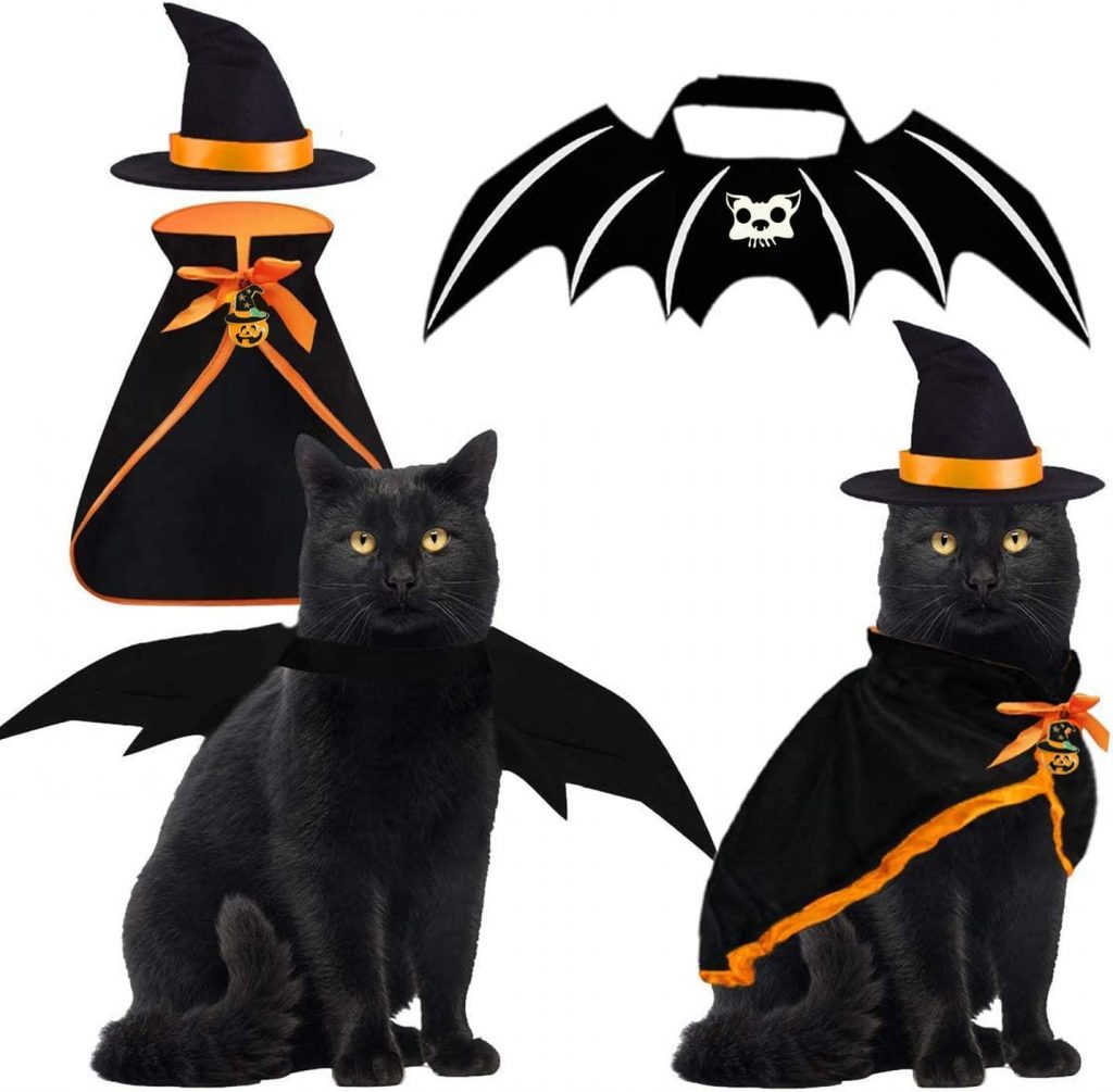 Byhoo Bat Wings Halloween Costumes For Cats have a unique print that makes them stand out from other bat wings. This will make your cats look cooler and give Halloween Eve more atmosphere.