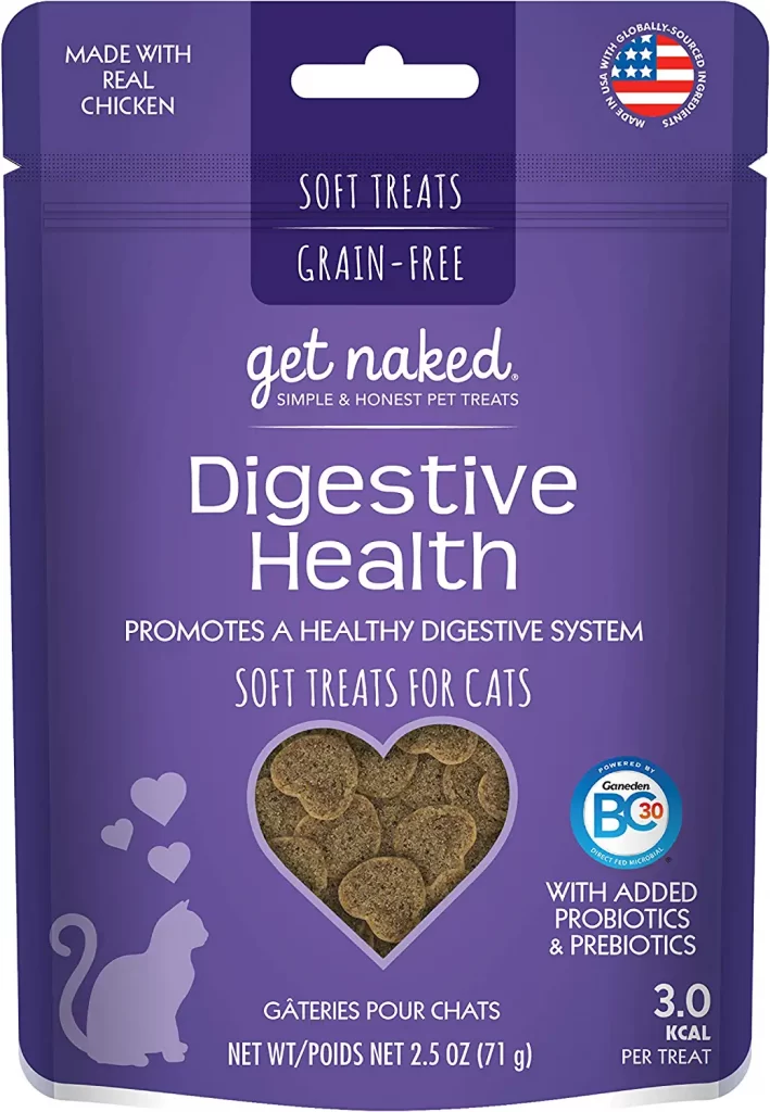 Get Naked Digestive Health Soft Treats Grain Free has gained BC30., a patented strain of Bacillus Coagulants that aids better digestion, is included in these heart-shaped soft treats together with natural vegetable oils to assist move fur balls through the digestive tract. 