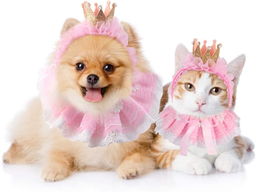 Legendog Princess Costumes for Cats & Dogs features a three-tiered lace design with delicate lace and small flowers, giving the appearance that your kitty is as sophisticated as a little princess.