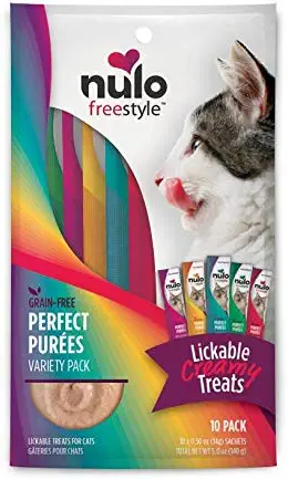 Nulo Freestyle Perfect Purees are rich in flavor and low in calories. Nulo cat snacks combine nutrition and deliciousness. Their grain-free cat treats, which contain Inulin for prebiotic fibers, may help enhance your cats' digestion, immunity, and overall health.