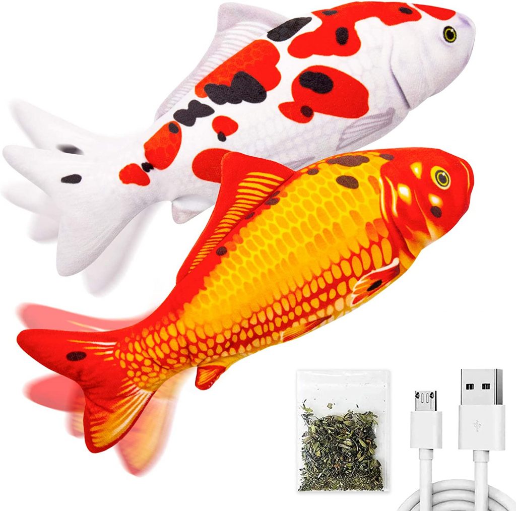 TOOGE 2 Pack 11" Floppy Fish Cat Toys can be charged through USB avoids the need for you to deal with the inconvenience and expense of purchasing fresh batteries on a regular basis.