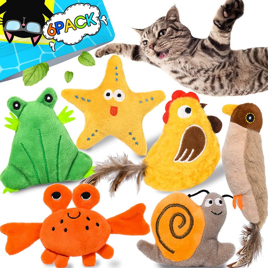 Vitscan Six-Pack Cat Toys For Indoor Cats are made from high-quality, long-lasting plush made from natural cotton. They are filled with 100% organic catnips.