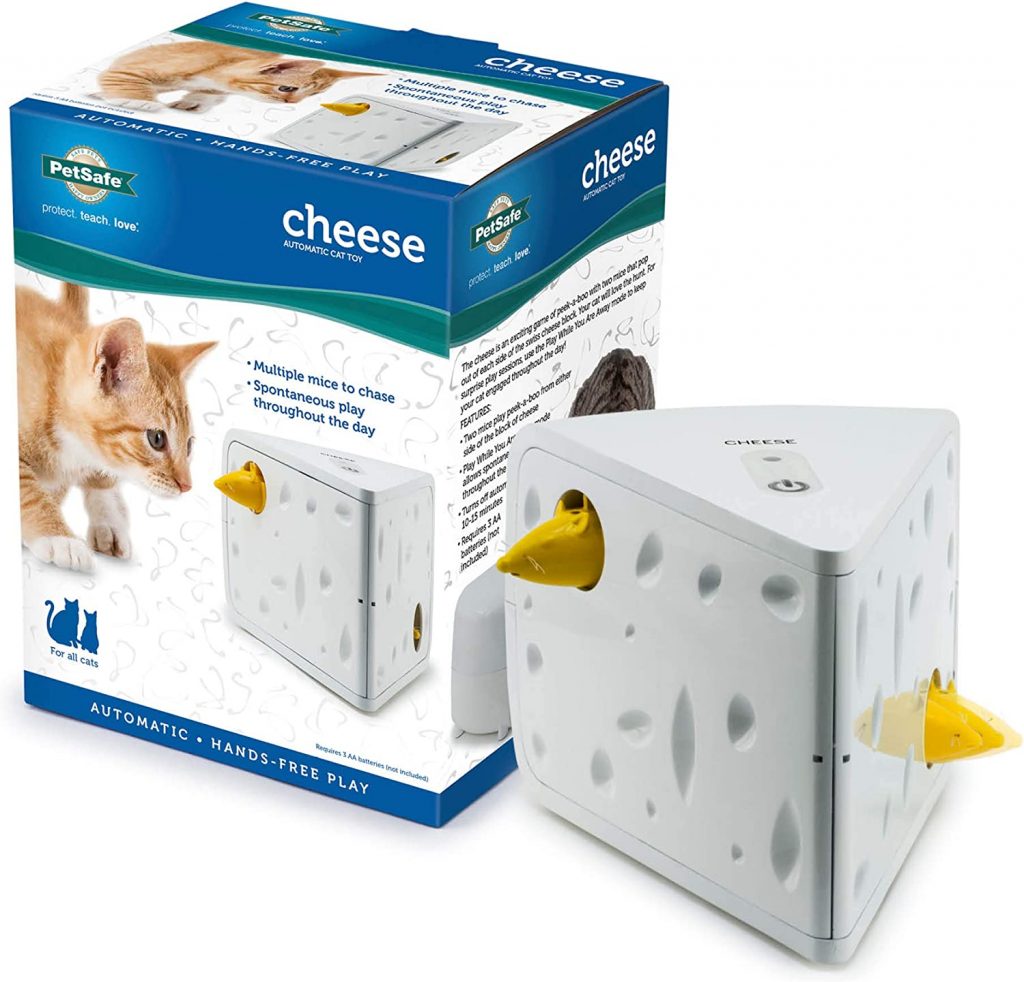 PetSafe Cheese Cat Toy keeps your feline companion entertained all day long. This is an entertaining toy in the form of a peek-a-boo game that is intended to attract inquisitive kittens.