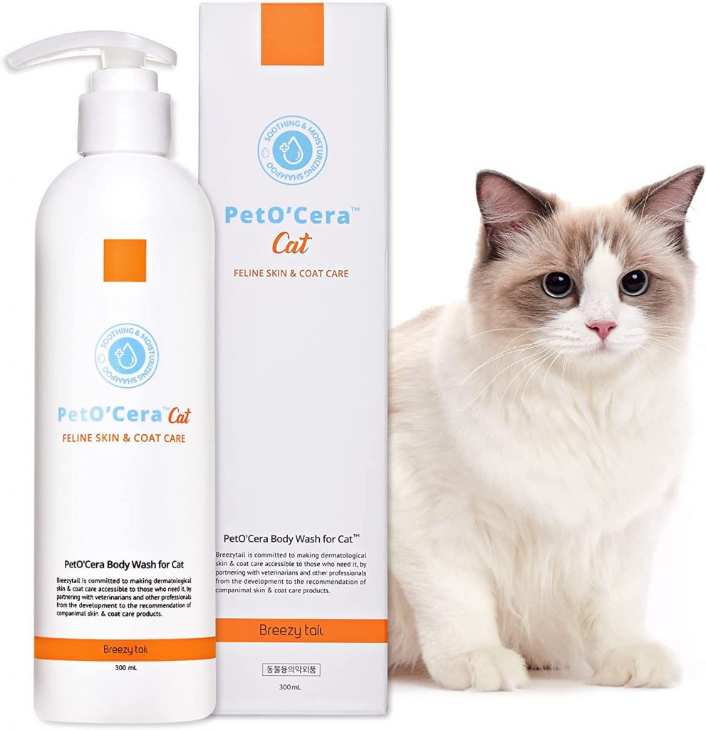 Breezytail PetO’Cera Cat Shampoo provides a safe and effective bathing experience for your pet with sensitive skin by utilizing a formula of natural components such as allantoin and ceramide. 