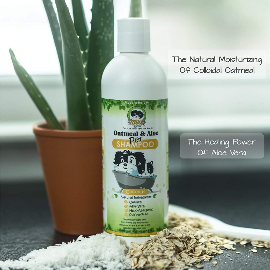 Mika Pets Oatmeal & Aloe Pet Shampoo is designed for both dogs and cats and contains premium colloidal oatmeal to relieve irritated, dry and itchy skin.
