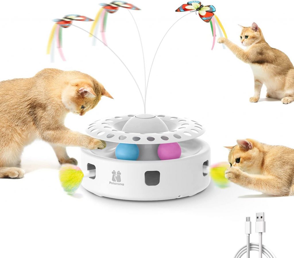 Potaroma 3-in-1 Smart Interactive Electronic Kitten Toy stimulates the cat's natural hunting instinct, promote healthy exercise, and keep cats on their toes. 